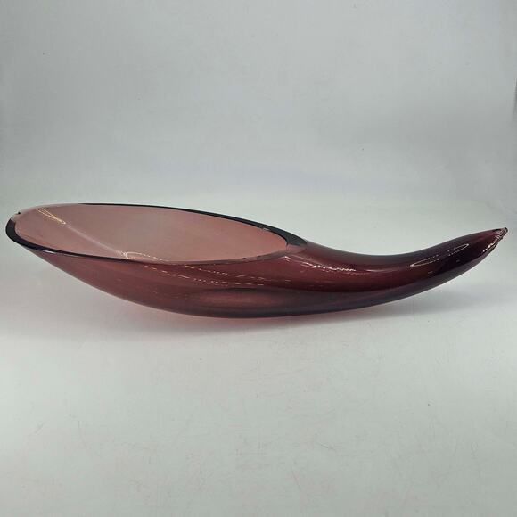 VINTAGE RARE Blenko Dusty Rose Horn Vase Cornucopia Glassware w chips 16" - Picture 1 of 7